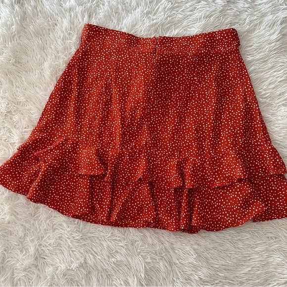 Altard State Ruffle Mini Skirt - Burnt Red Polka Dot - Size Small EUC - Picture 5 of 16